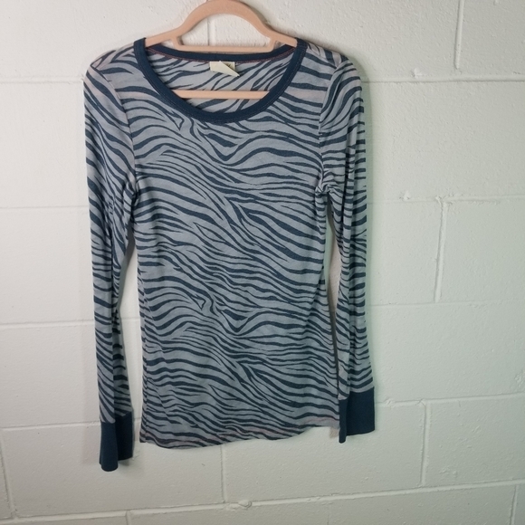 Vtg y2k free People tiger stripe burnout henley - Picture 3 of 8